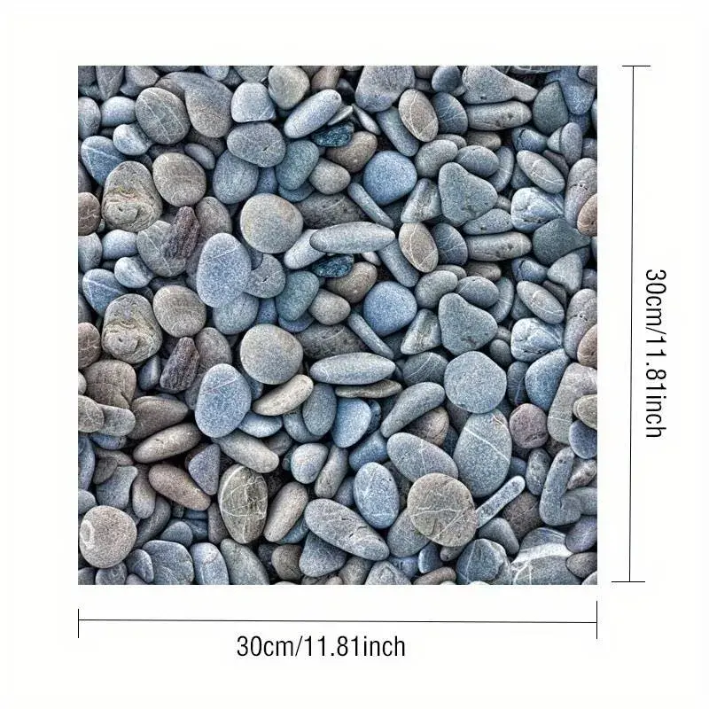 Set 10 x Placi Tapet Autocolant 3D cu Imitatie de Pietre Mici, pentru Perete Bucatarie Sufragerie, Usor de Curatat, Rezistent la Apa, Autoadeziv, 30x30 cm, Gri (4)