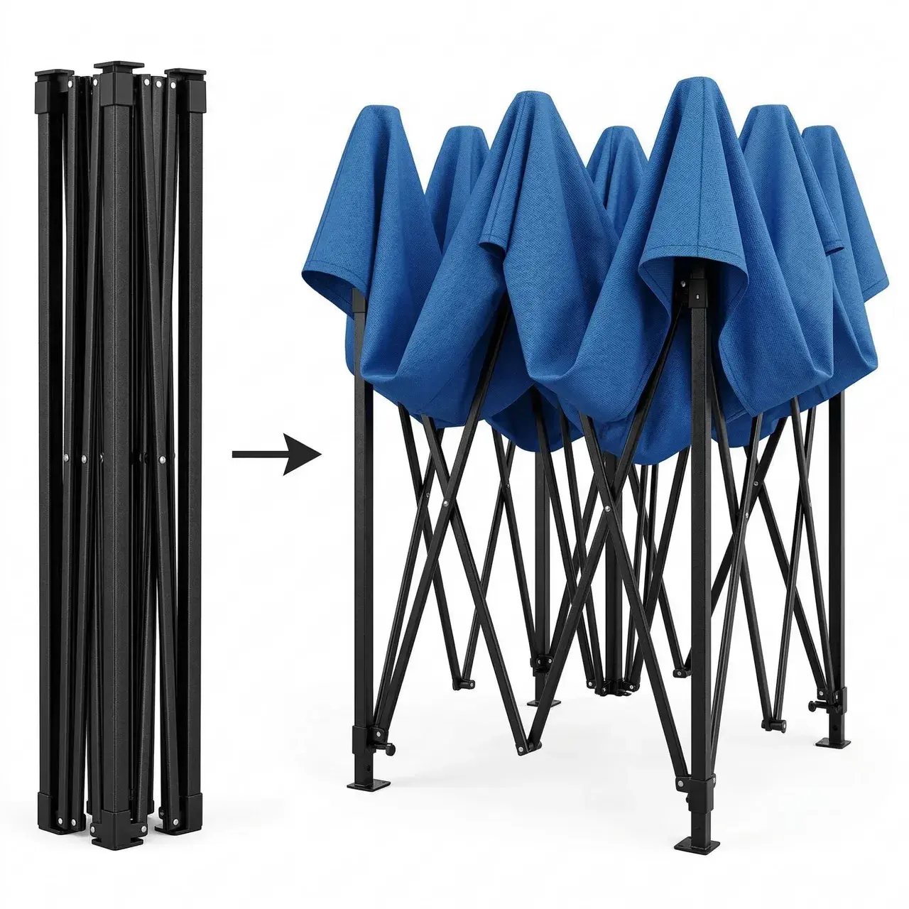 Cort Pavilion 3x3m, Cadru Metal Pliabil Ranforsat, Acoperis 420D 280gram/mg PVC Polyester Oxford pentru Curte, Gradina, Evenimente, Albastru (4)