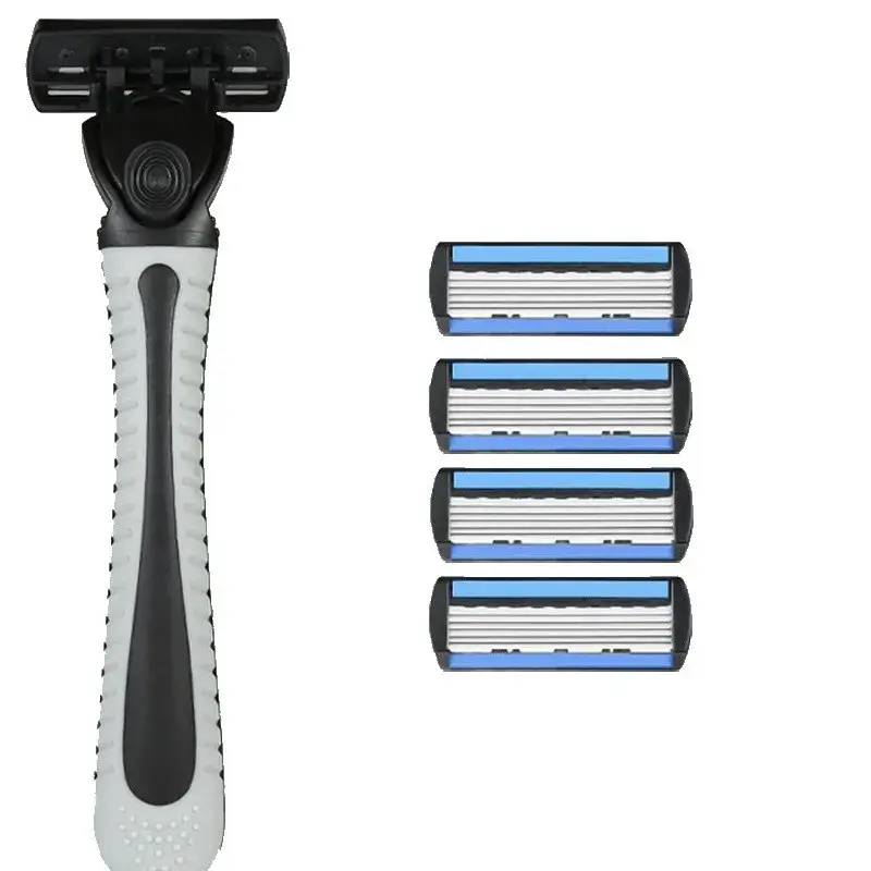 Aparat de Ras Manual, din Otel Inoxidabil, Suport Lama + Capete de Schimb Incluse, Cutie pentru Lame, Negru (6)