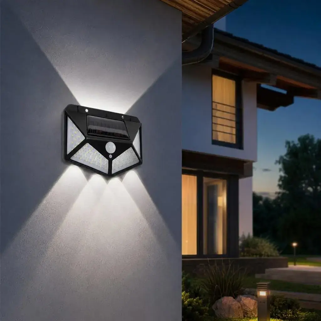 Lampa Solara, Iluminare pe Patru Fete, Alimentare Solara, pentru Gradina, Curte si Terasa (2)