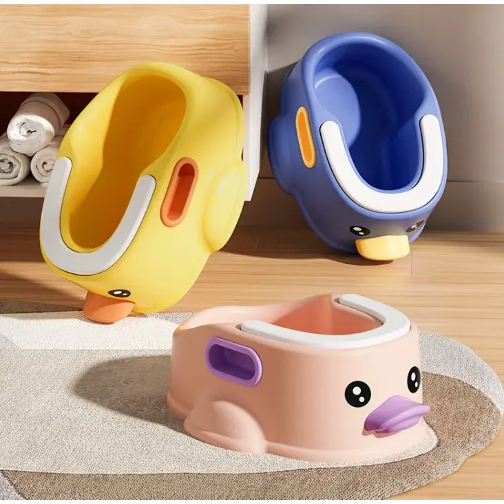 Olita pentru Copii, +1an, Portabila, Design Ratusca, Model Prietenos, Non-Toxic, Compartiment Detasabil, cu Maner, Usor de Curatat, Galben (2)