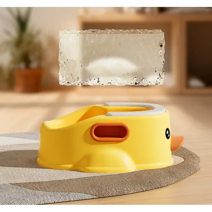 Olita pentru Copii, +1an, Portabila, Design Ratusca, Model Prietenos, Non-Toxic, Compartiment Detasabil, cu Maner, Usor de Curatat, Galben (5)