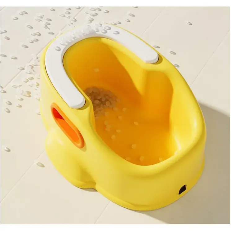 Olita pentru Copii, +1an, Portabila, Design Ratusca, Model Prietenos, Non-Toxic, Compartiment Detasabil, cu Maner, Usor de Curatat, Galben (6)