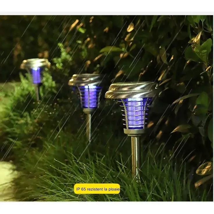 Lampa solara tip torta, anti-insecte, tantari, UV, LED, 1.2V, IP65, 1 LED, material ABS, 48 x 14 cm, gri (4)