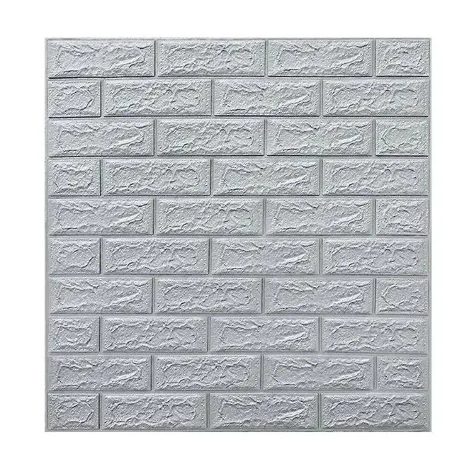 Set 10 Placi de Tapet, Autoadezive, 70 x 77 cm, 3.5 mm Grosime, Suprafata Acoperita 5.3 mp, din PVC, Model Caramida, Gri