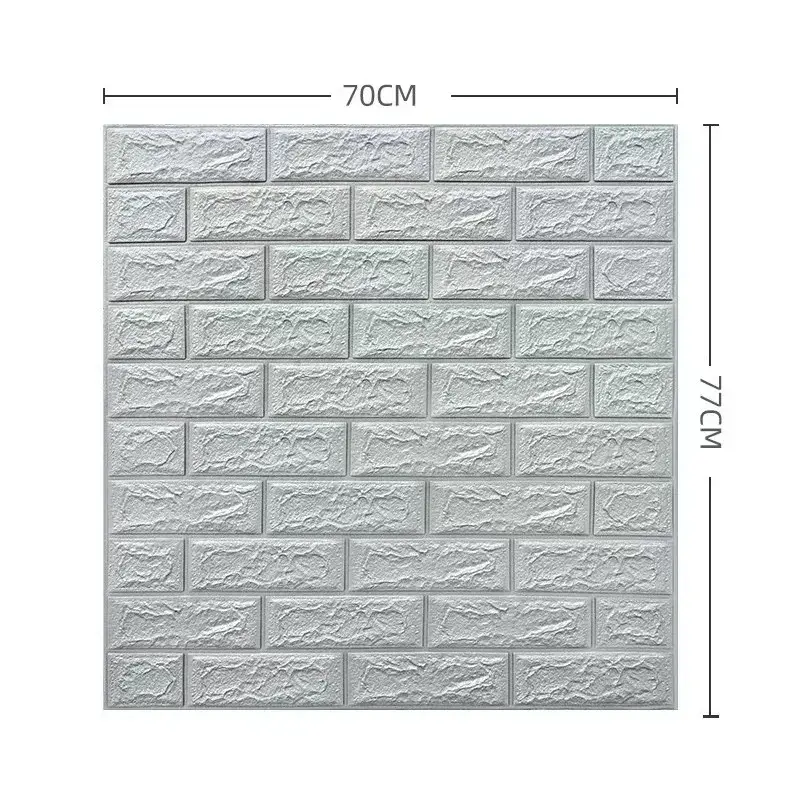 Set 10 Placi de Tapet, Autoadezive, 70 x 77 cm, 3.5 mm Grosime, Suprafata Acoperita 5.3 mp, din PVC, Model Caramida, Gri (2)