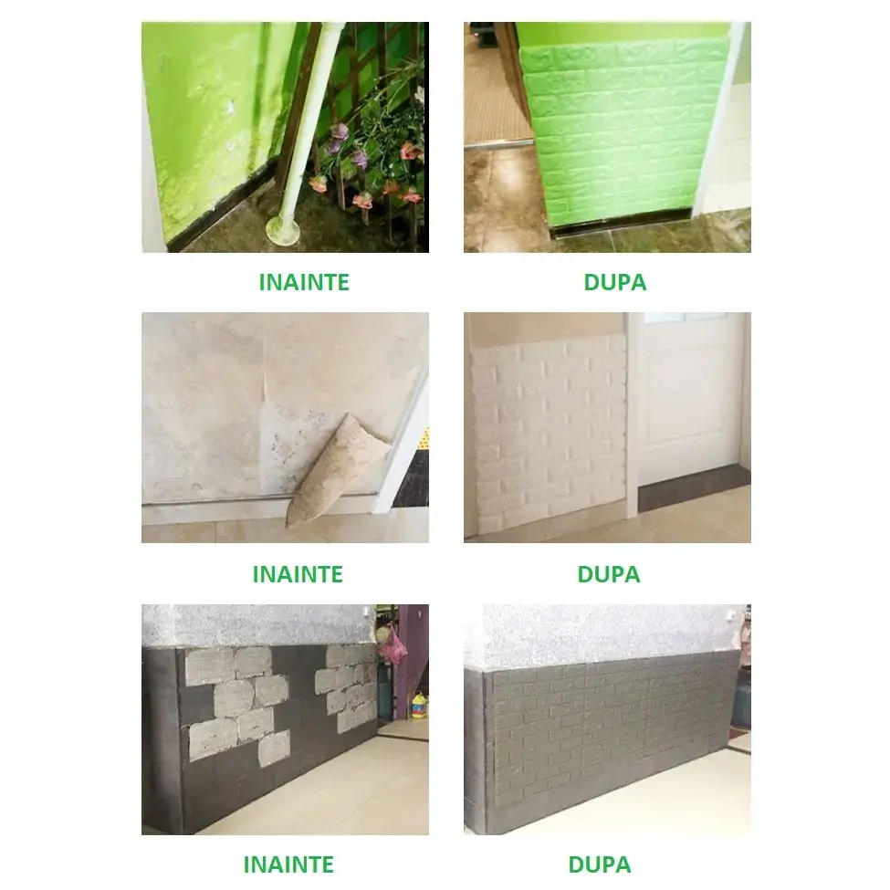 Set 10 Placi de Tapet, Autoadezive, 70 x 77 cm, 3.5 mm Grosime, Suprafata Acoperita 5.3 mp, din PVC, Model Caramida, Gri (4)