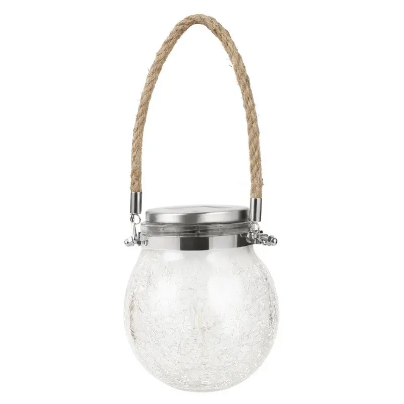 Lampa solara decorativa pentru exterior, IP65, 20 LED-uri, 600mAh, 14 x 12 cm, cu agatatoare, model borcan rotund, multicolor (2)