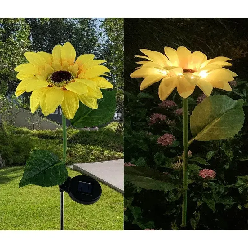 Lampa solara LED tip Floarea Soarelui, inaltime 70 cm, Pentru gradina
