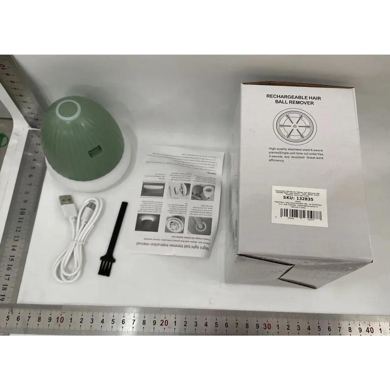 Aparat de Scame 2 in 1, Curatare Haine si Lampa de Veghe, 3 Trepte, Incarcare Tip C, 4 W, 9 x 10 cm, Verde (3)