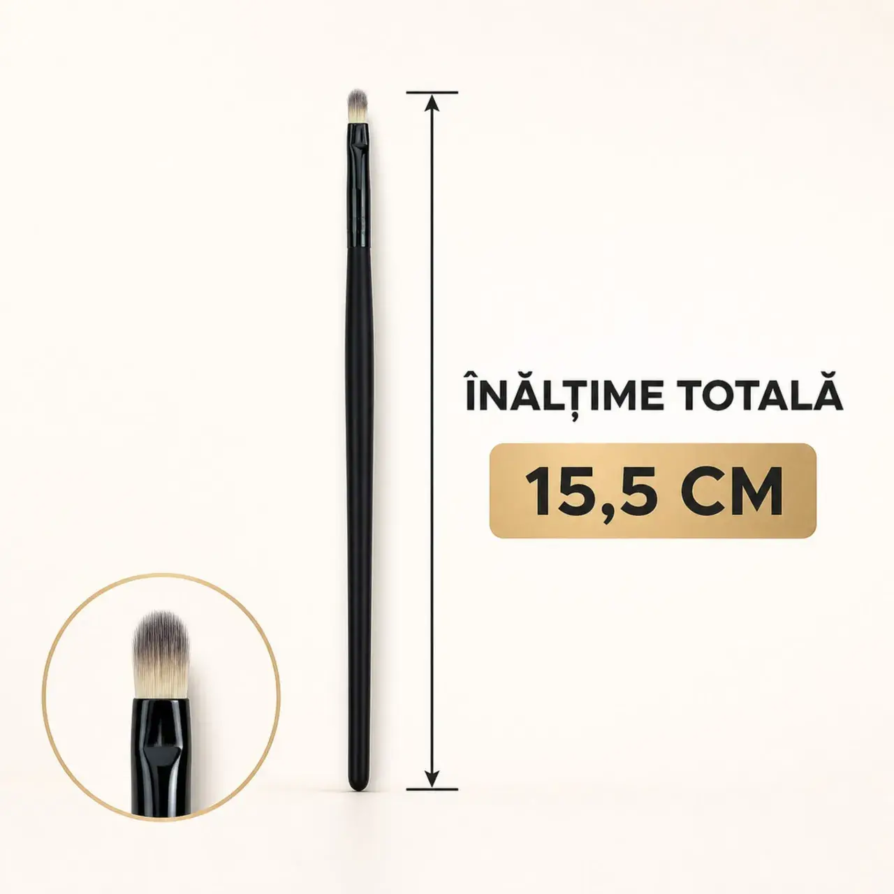 Pensula de Machiaj, din Par Sintetic, pentru Detalii, 15.5 cm, Negru (3)