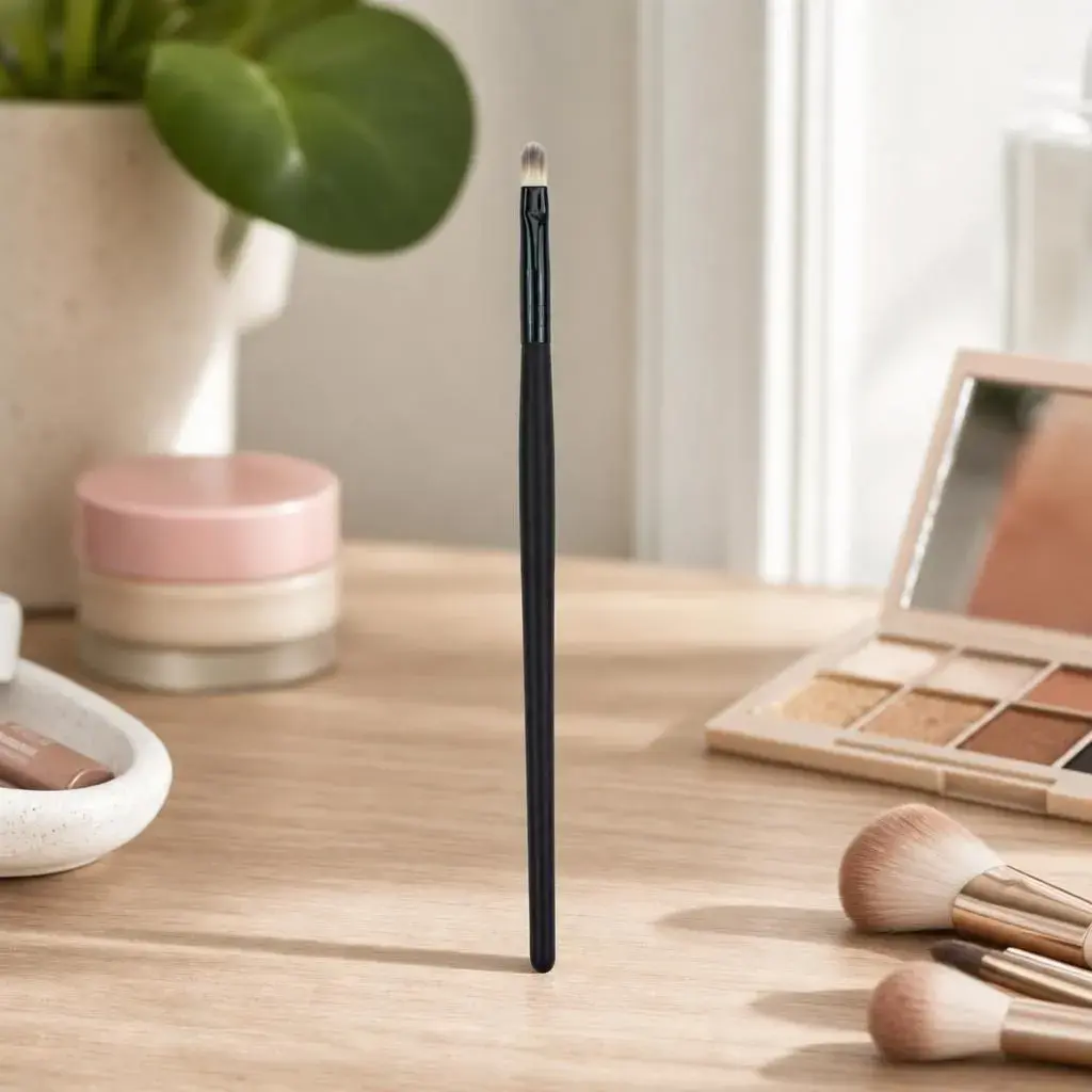 Pensula de Machiaj, din Par Sintetic, pentru Detalii, 15.5 cm, Negru (4)