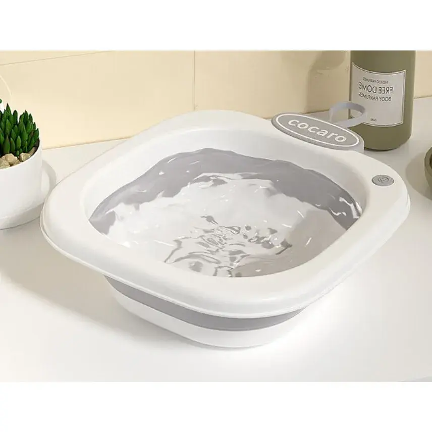 Lavoar Pliabil, pentru Copii 1-8 Ani, 28.5x28.5x10 cm, din PE+PP, 3.5l, Model Picioare, Gri (2)