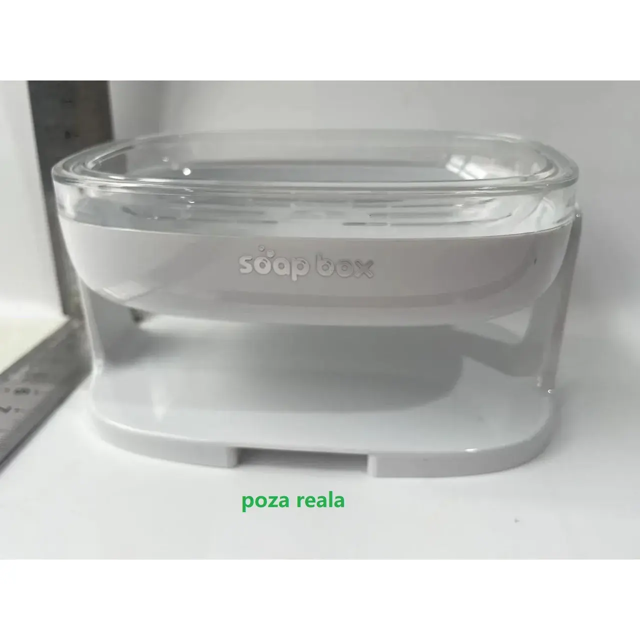 Savoniera cu Suport 2 in 1, Pentru Perete sau Blat, PET, Scurgere Optima, Alb (2)