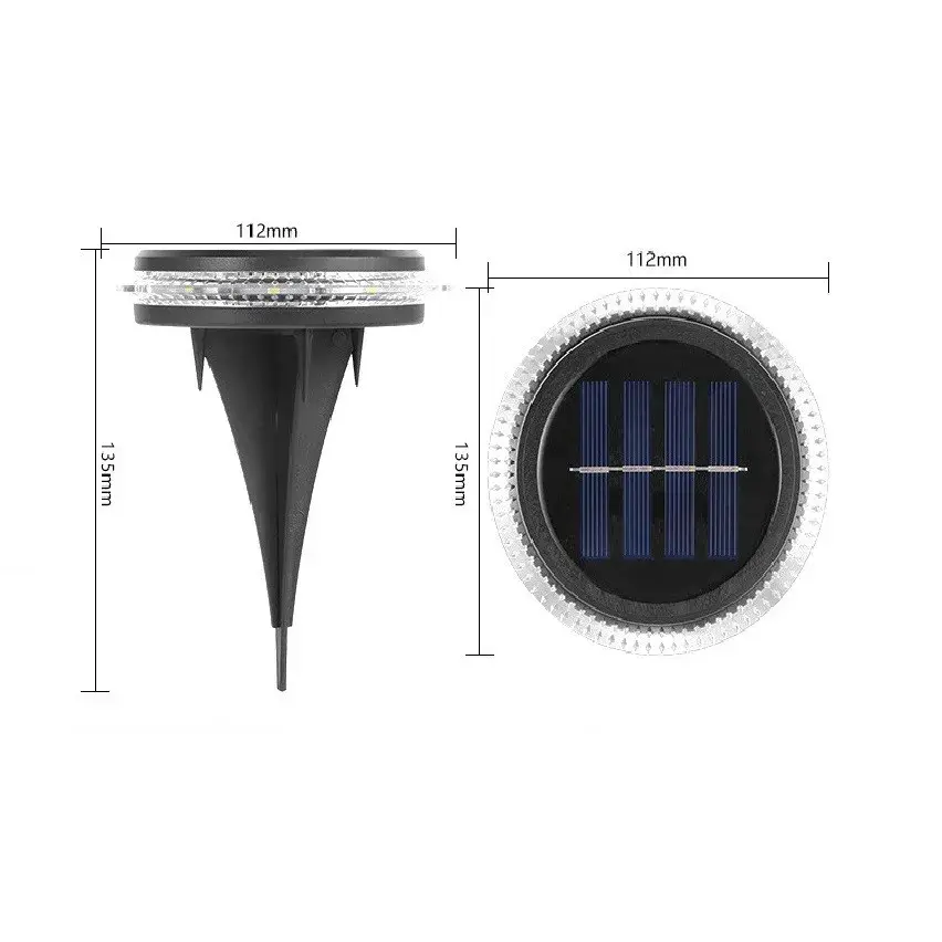 Lampa solara LED Set 4 Bucati, Tip Spot pentru Gradina, 8 LED-uri, ABS si Policarbonat, Baterie 1.2V, 600mah, 12 x 13.5 cm, Lumina Alba Rece, Negru/Auriu (5)