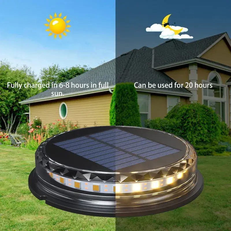 Lampa solara LED Set 4 Bucati, Tip Spot pentru Gradina, 8 LED-uri, ABS si Policarbonat, Baterie 1.2V, 600mah, 12 x 13.5 cm, Lumina Alba Rece, Negru/Auriu (6)