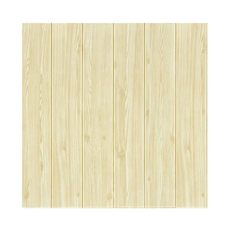 Set 10 Placi Tapet 3D, 70 x 70 cm, Grosime 3 mm, din Rasina, Tip Placi de Lemn, Suprafata Acoperita 4.9 mp, Crem