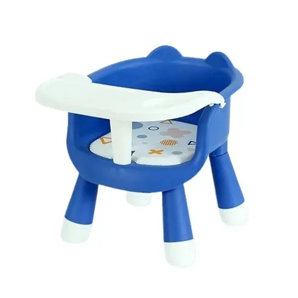 Scaun de Masa pentru Copii, 2 in 1, Tavita Detasabila, Spatar Ergonomic, +6 Luni, Inaltime 36 cm, Albastru