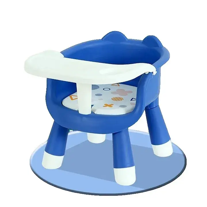 Scaun de Masa pentru Copii, 2 in 1, Tavita Detasabila, Spatar Ergonomic, +6 Luni, Inaltime 36 cm, Albastru (2)