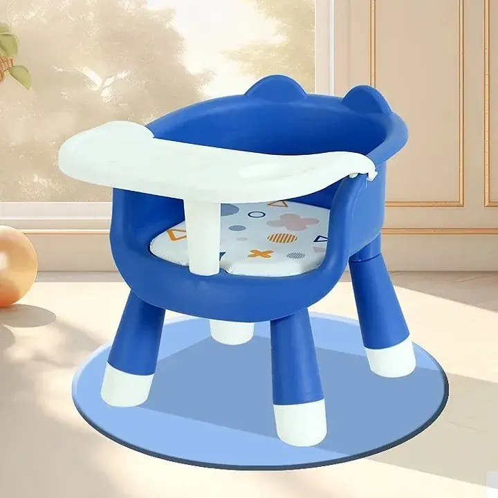 Scaun de Masa pentru Copii, 2 in 1, Tavita Detasabila, Spatar Ergonomic, +6 Luni, Inaltime 36 cm, Albastru (3)