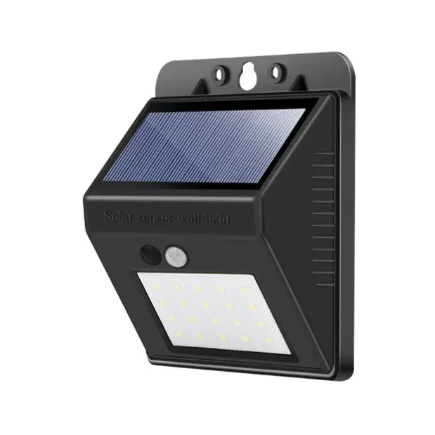 Lampa cu incarcare solara si senzor de miscare pentru exterior, 20 LED cu distanta de inductie, montaj pe perete, fara cabluri