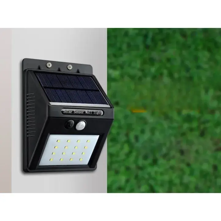Lampa cu incarcare solara si senzor de miscare pentru exterior, 20 LED cu distanta de inductie, montaj pe perete, fara cabluri (4)