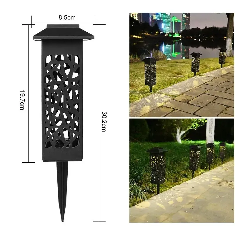 Lampa solara LED, Set 6 Bucati, Tip Felinar cu Acoperis, pentru Gradina, Inaltime 30.2 cm, putere 0.2W, 1.2V, 600mAh, Lumina Alb Cald, Negru (5)