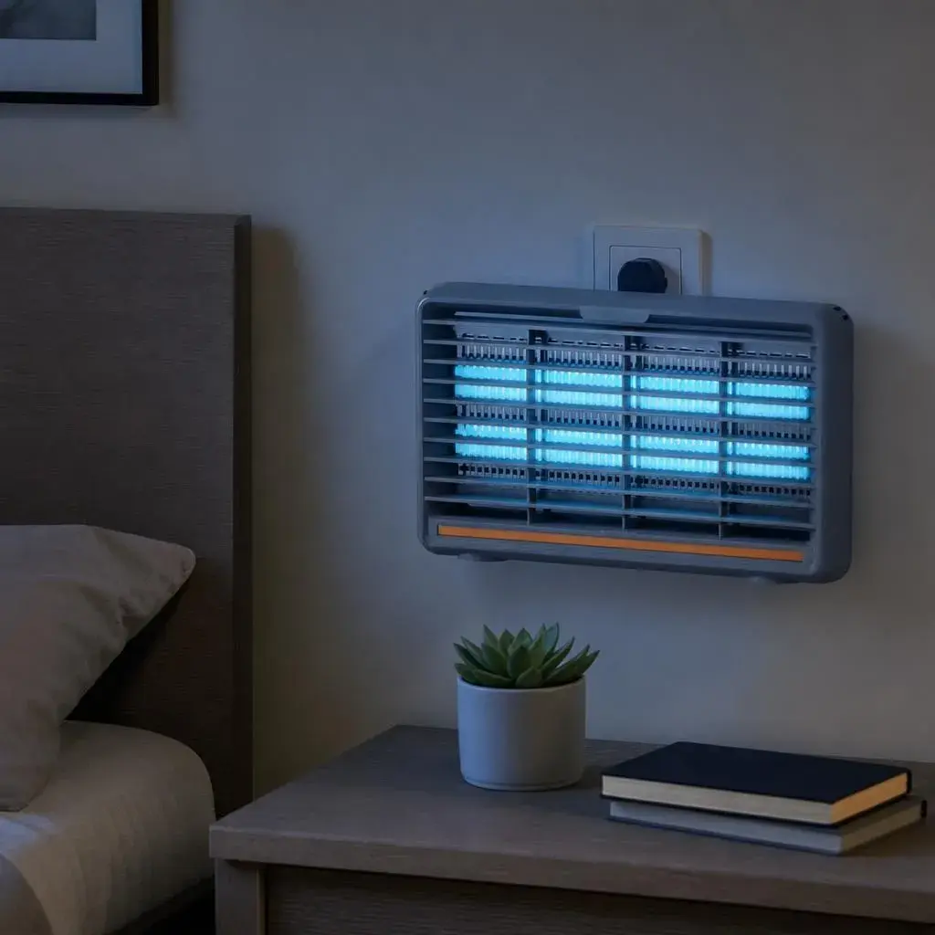 Lampa Anti-Tantari, Model Practic pentru Utilizare Zilnica, Alimentare Electrica si Design Portabil, Protectie Impotriva Insectelor, Utilizare Practica si Confort Sporit, Ideal pentru Casa, Terasa, Curte, 21.5 x 35.5 cm, Gri (3)