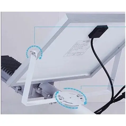 Proiector LED pentru stalp, casa, perete cu suport metalic inclus, 38,5 cm x 14,2 cm, Rezistent la Apa IP65, cu Panou Solar, 240 COB LED, 50 W, Senzor de lumina, Timer, cu Telecomanda, intensitate reglabila, kit montaj inclus, Lumina Rece (5)
