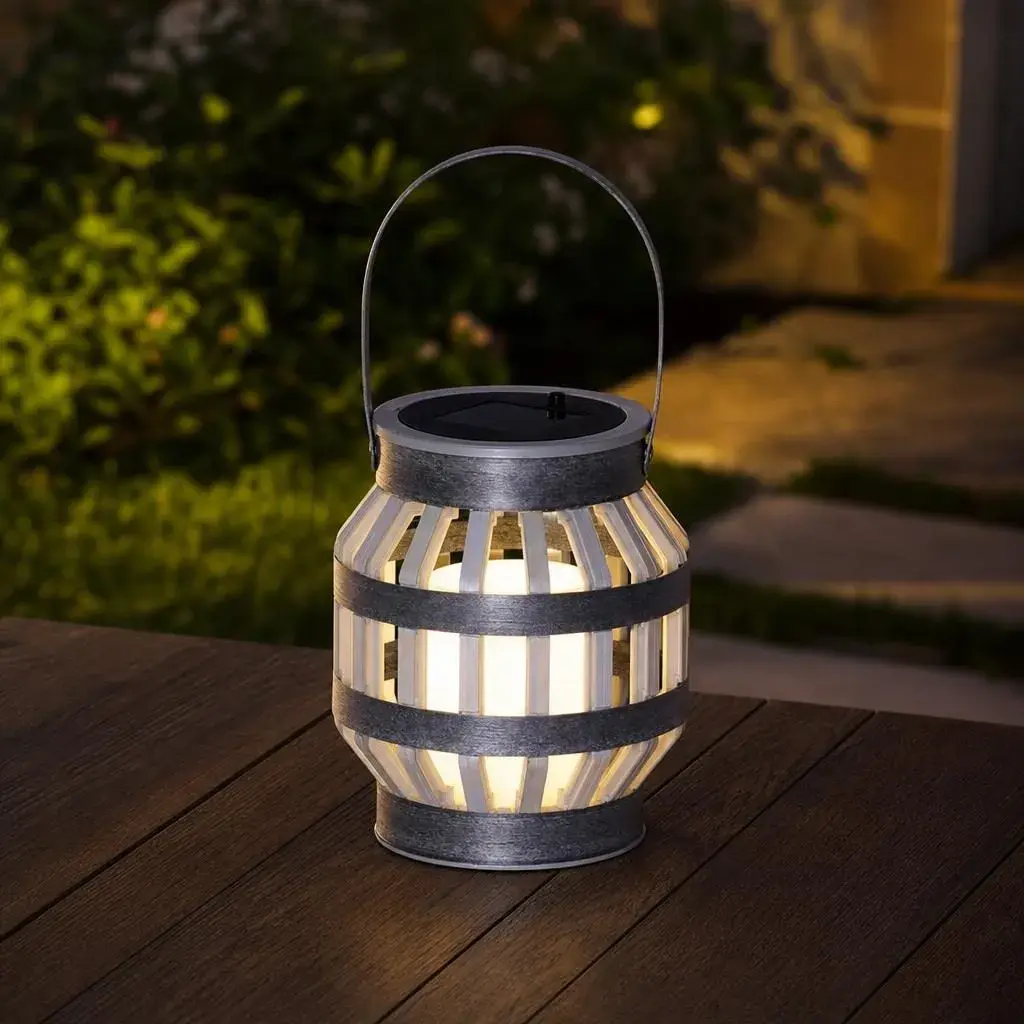 Lampa Solara, Alimentare Solara, Iluminare pentru Exterior, pentru Gradina, Curte si Terasa, 16.5x13.5, Gri (2)