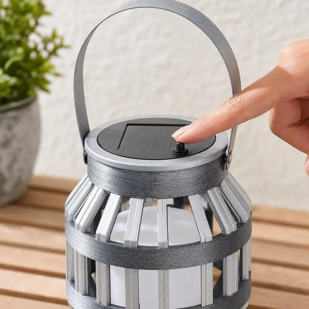 Lampa Solara, Alimentare Solara, Iluminare pentru Exterior, pentru Gradina, Curte si Terasa, 16.5x13.5, Gri (3)