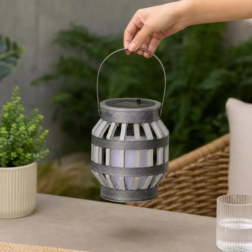Lampa Solara, Alimentare Solara, Iluminare pentru Exterior, pentru Gradina, Curte si Terasa, 16.5x13.5, Gri (4)
