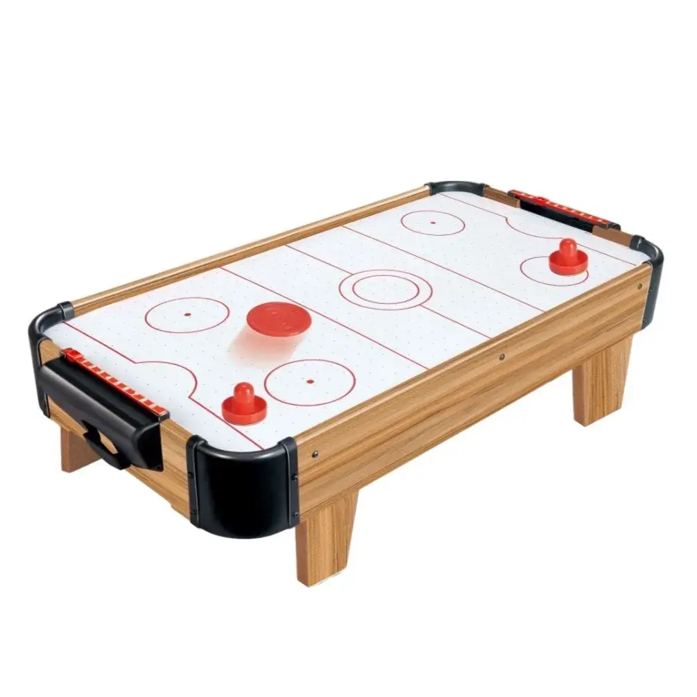Masa Air Hockey Graffiti cu Picioare Scurte, Lemn, 2 Pucuri, Tabela Scor, 2 Impingatoare, 76x38x21.5 cm, Maro