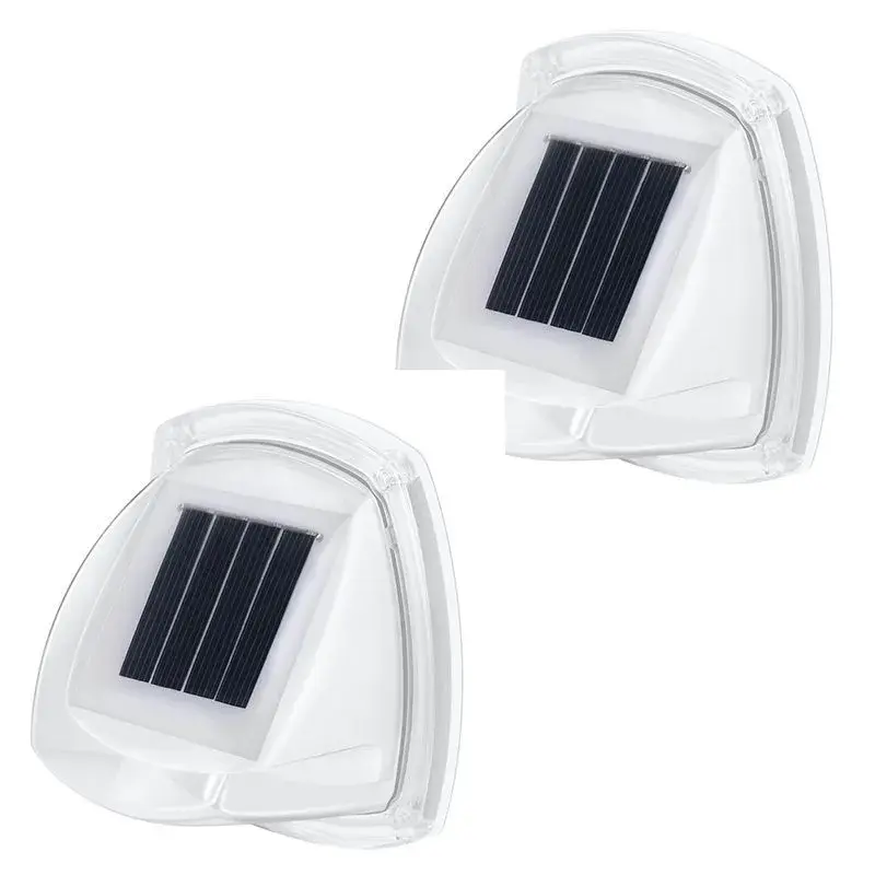 Lampa Solara LED pentru Gradina, Set 2 Bucati, Tip Aplica pe Perete, 8.5 x 9 cm, 2V, ABS, 600mAh, Rezistent la apa, 8 LED-uri Alb Calda, Alb (2)