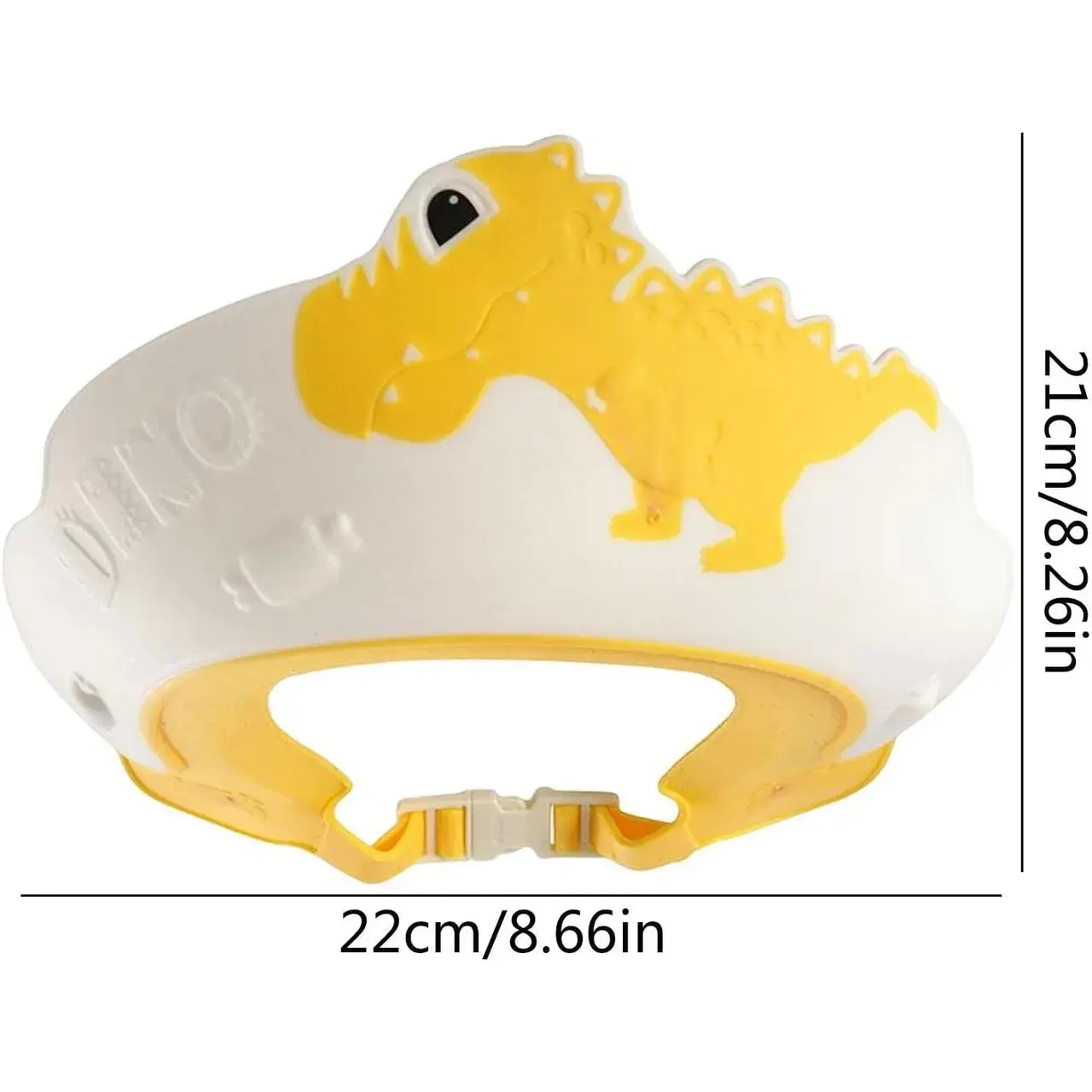 Viziera de Protectie Baie Pentru Copii, Fippy, Model Dinozaur, Dimensiune ajustabila, Durabil, Usor de curatat, Impotriva Samponului, pentru Ochi si Urechi, TPE+PP, 22x21 cm, Galben (2)