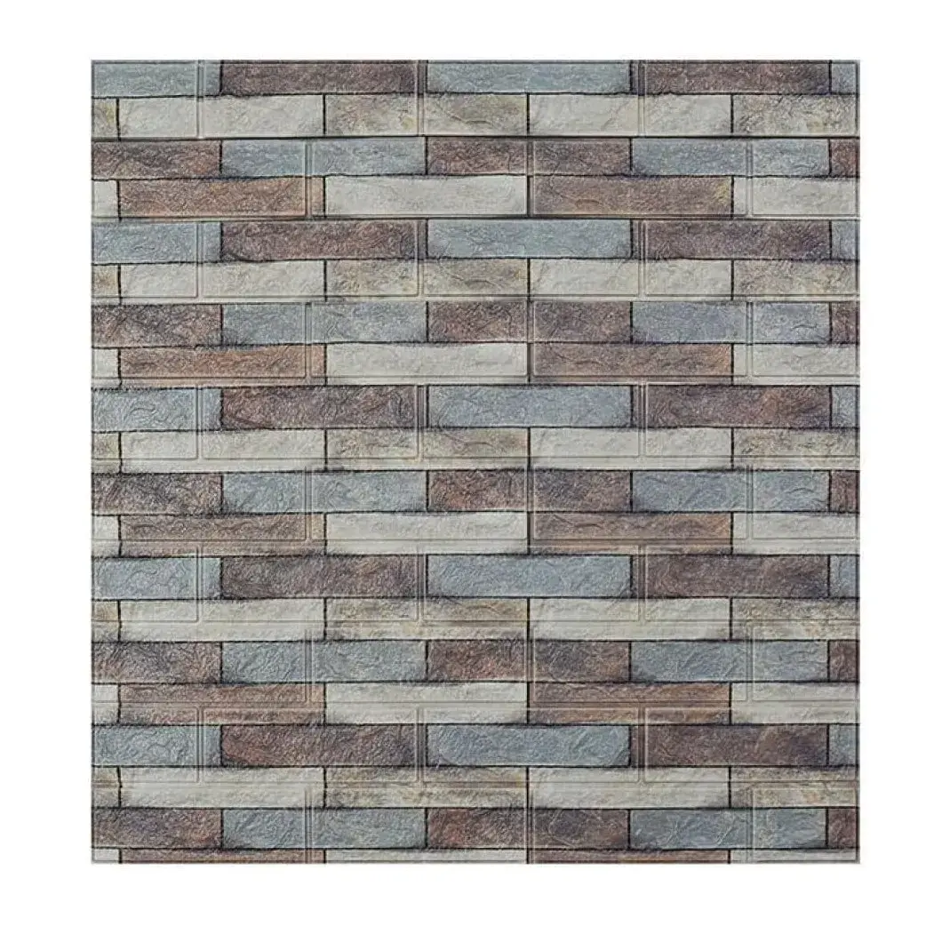 Set 10 Placi Tapet 3D, 70 x 77 cm, Grosime 3 mm, din Polietilena, Model Caramida, Suprafata acoperita 5.3 mp, Piatra Colorata