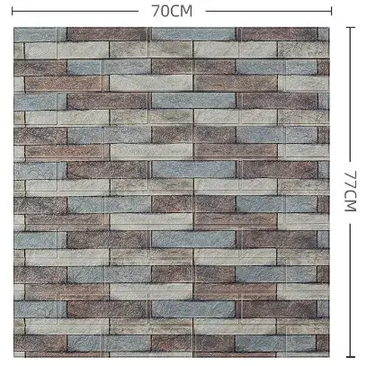 Set 10 Placi Tapet 3D, 70 x 77 cm, Grosime 3 mm, din Polietilena, Model Caramida, Suprafata acoperita 5.3 mp, Piatra Colorata (2)