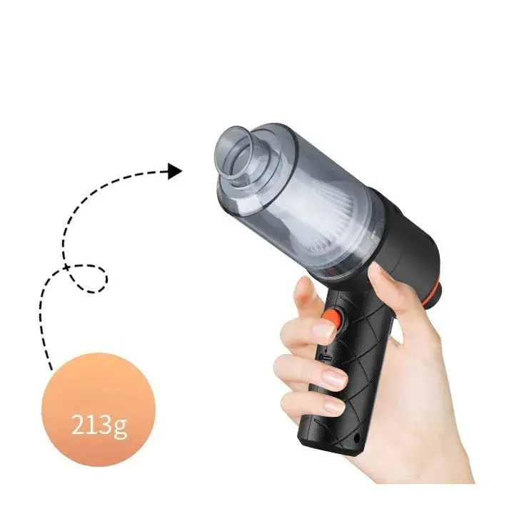 Aspirator Portabil fara Fir, Tip Pistol 2 in 1, Suflare si Aspirare, Incarcare USB, Pentru Casa si Masina, Autonomie 30 min, Negru (2)