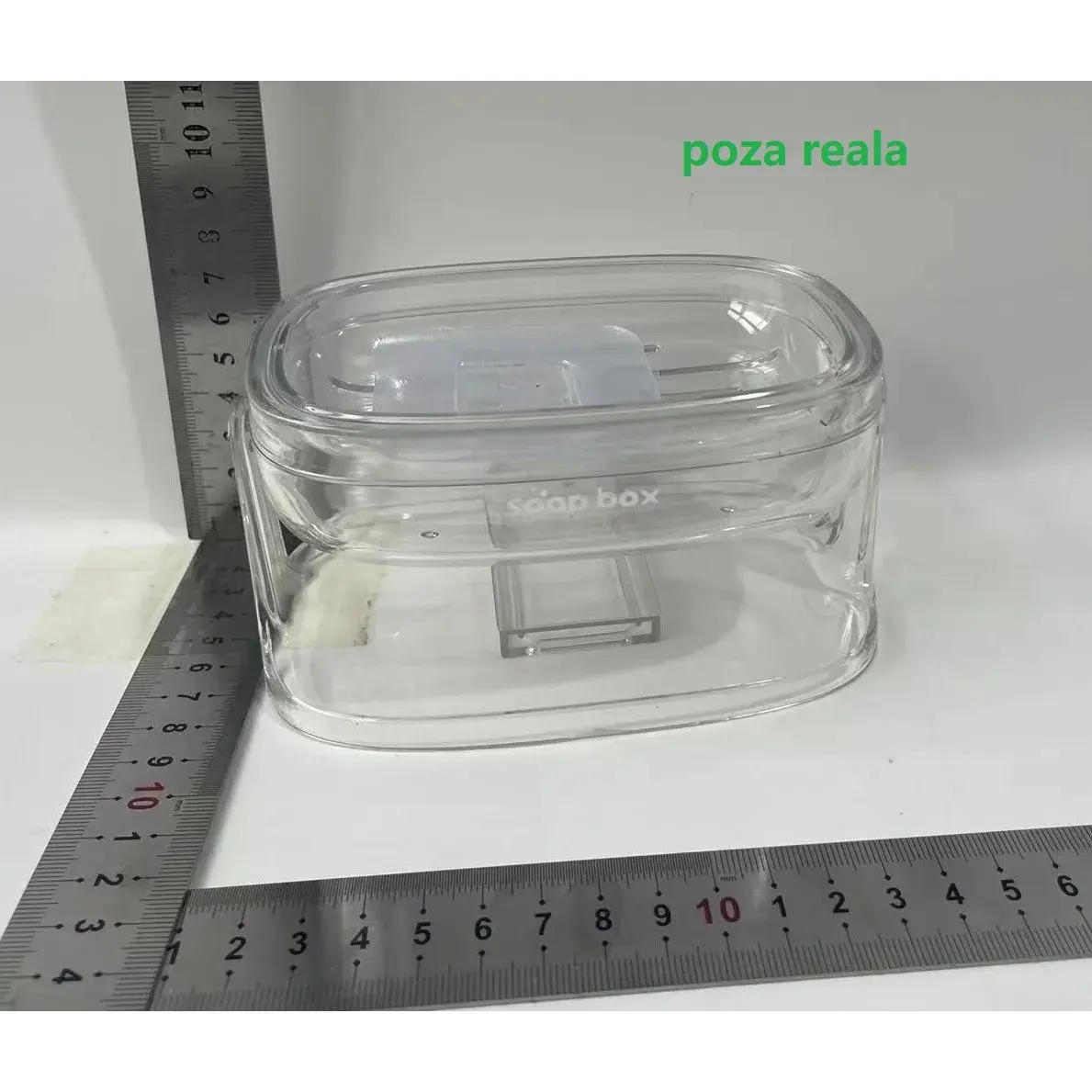 Savoniera cu Suport 2 in 1, Pentru Perete sau Blat, PET, Scurgere Optima, Argintiu Transparent (2)