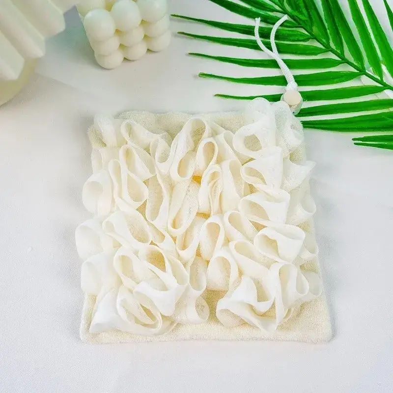 Prosop de Baie, 2in1, cu Burete din Plasa, 17 x 17 cm, Bej (4)