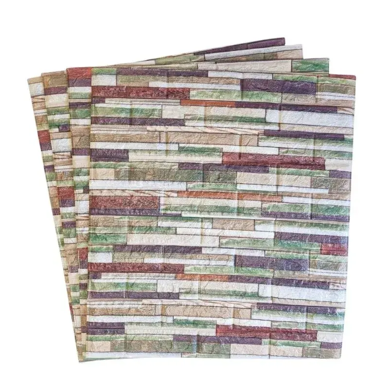 Set 10 Placi Tapet 3D, 70 x 77 cm, Grosime 3 mm, din Polietilena, Model Caramida, Suprafata acoperita 5.3 mp, Caramida Colorata (5)