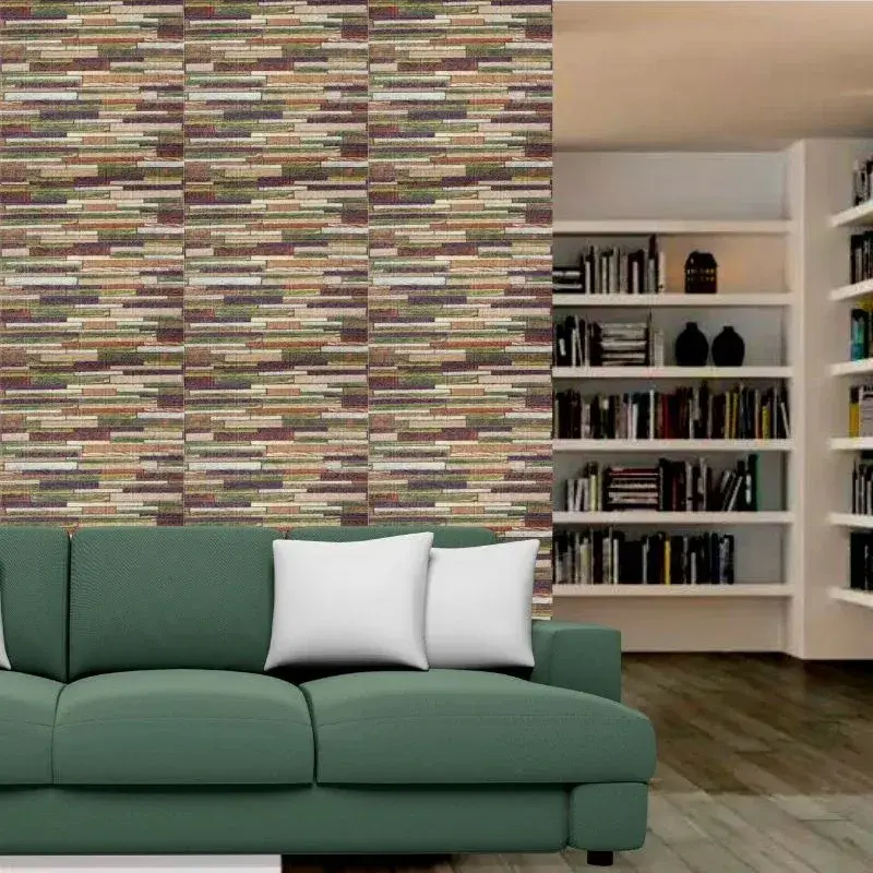 Set 10 Placi Tapet 3D, 70 x 77 cm, Grosime 3 mm, din Polietilena, Model Caramida, Suprafata acoperita 5.3 mp, Caramida Colorata (6)