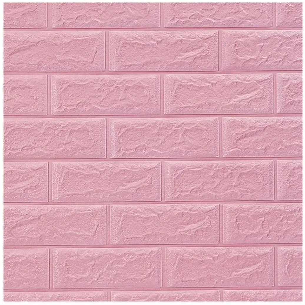 Set 10 Placi Tapet 3D, 70 x 77 cm, Grosime 3 mm, din Polietilena, Model Caramida, Suprafata acoperita 5.3 mp, Roz (6)