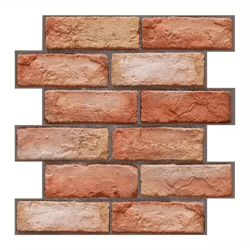Set 10 x Placi Tapet Autocolant 3D cu Imitatie de Caramida, pentru Perete Bucatarie Sufragerie, Usor de Curatat, Rezistent la Apa, Autoadeziv, 30x30 cm, Maro