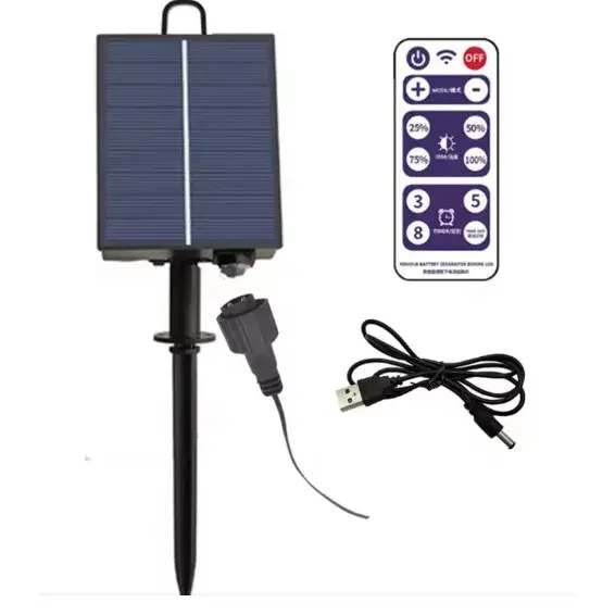 Panou Solar Pentru Instalatii Craciun, 31V, 500 mAh, Acumulator de 2400 mAh, 8 Jocuri de lumini, 14 cm x 11 cm (2)