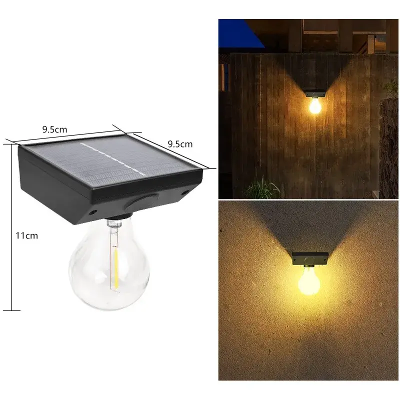 Lampa solara, pentru exterior, tip bec, rezistenta la apa IP65, material ABS, baterie 3.7V, 1200 mah, 9.5 x 11 cm, autonomie 8 ore, senzor de miscare, alb cald (2)