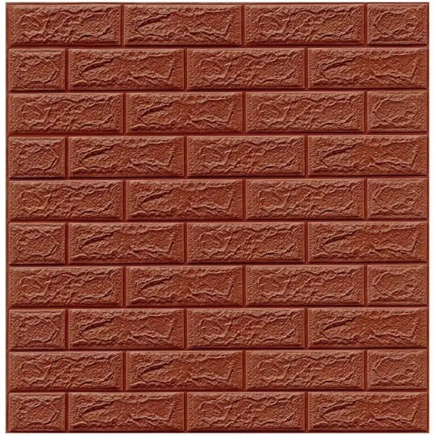 Set 10 Placi Tapet 3D, 35 x 38 cm, Grosime 3 mm, din Polietilena, Model Caramida, Suprafata acoperita 1.33 mp, Maro (2)