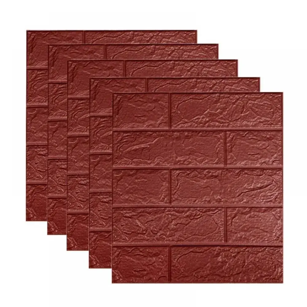 Set 10 Placi Tapet 3D, 35 x 38 cm, Grosime 3 mm, din Polietilena, Model Caramida, Suprafata acoperita 1.33 mp, Maro (7)