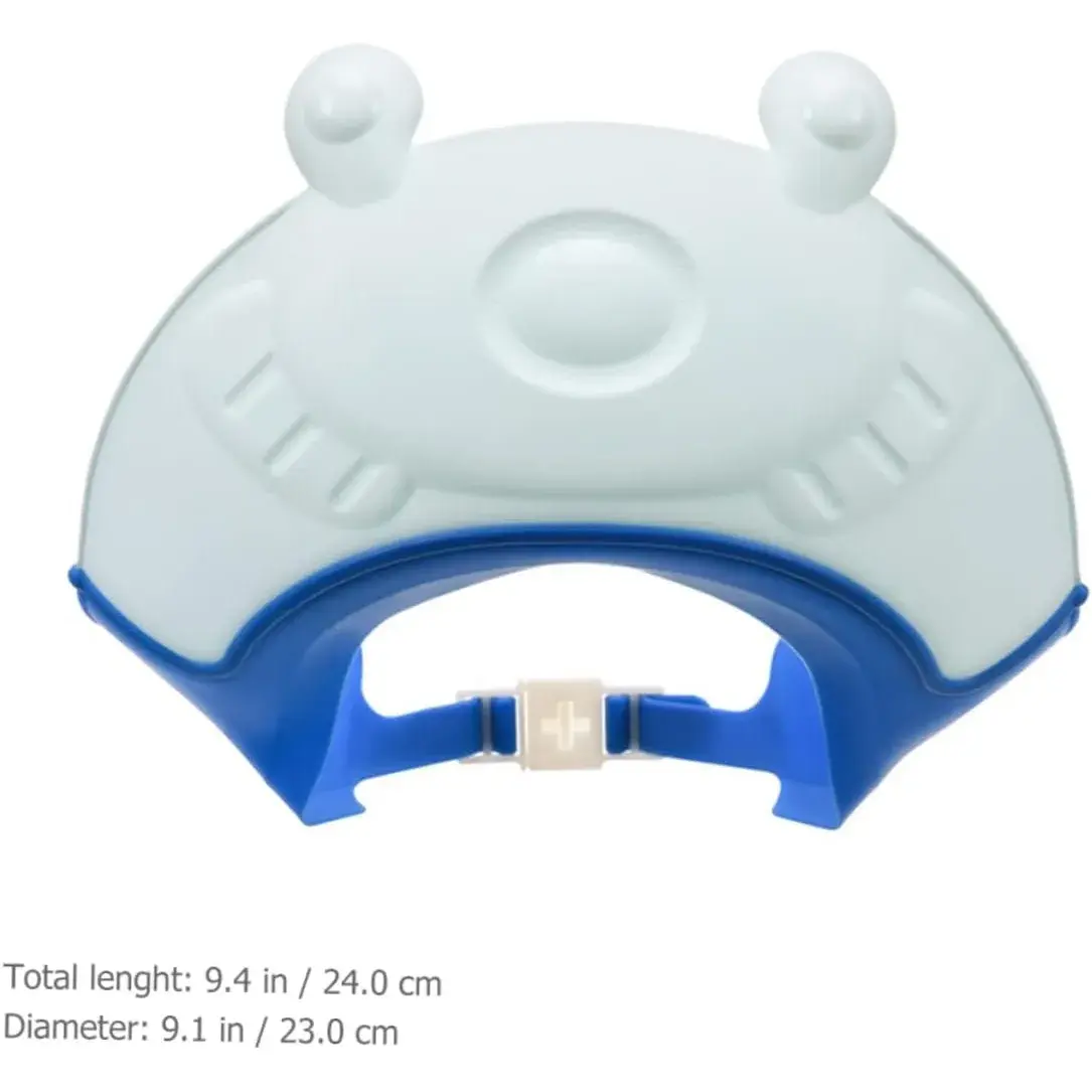 Viziera de Protectie Baie Pentru Copii, Fippy, Model Broasca, Dimensiune ajustabila, Durabil, Usor de curatat, Impotriva Samponului, pentru Ochi si Urechi, TPE+PP, 24x23 cm, Albastru (3)