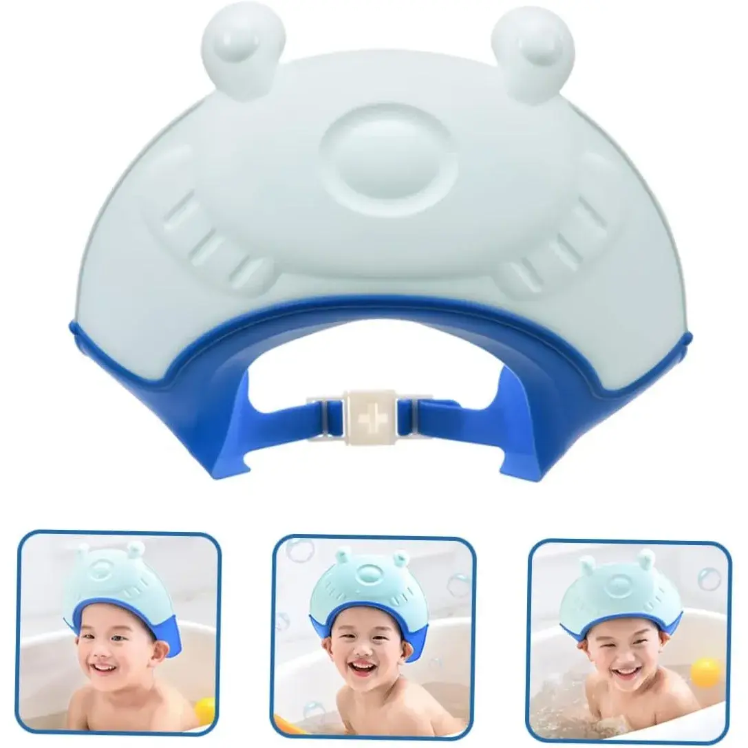 Viziera de Protectie Baie Pentru Copii, Fippy, Model Broasca, Dimensiune ajustabila, Durabil, Usor de curatat, Impotriva Samponului, pentru Ochi si Urechi, TPE+PP, 24x23 cm, Albastru (7)